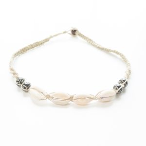 Handmade, Hemp Cowrie Shell & Bead Necklace
